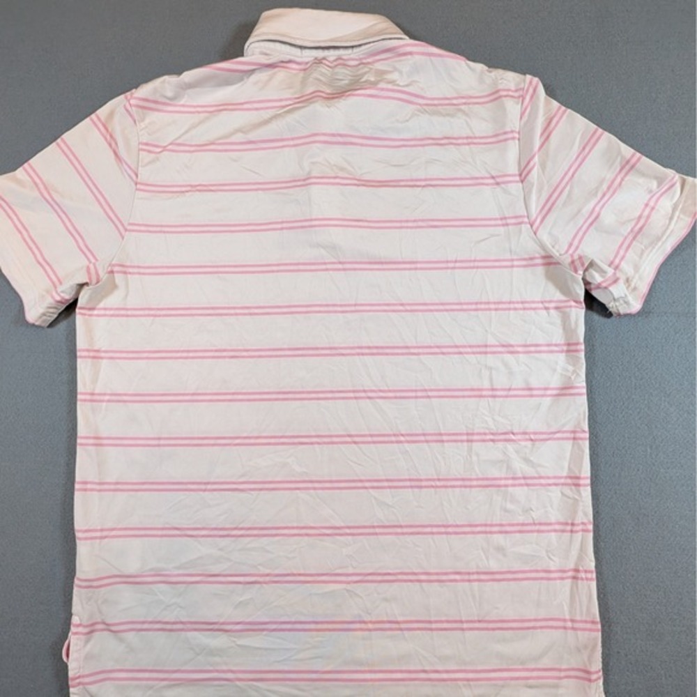 RLX Ralph Lauren Mens Golf Polo Shirt Size M Pink Stripe Performance Breathable - Picture 3 of 8
